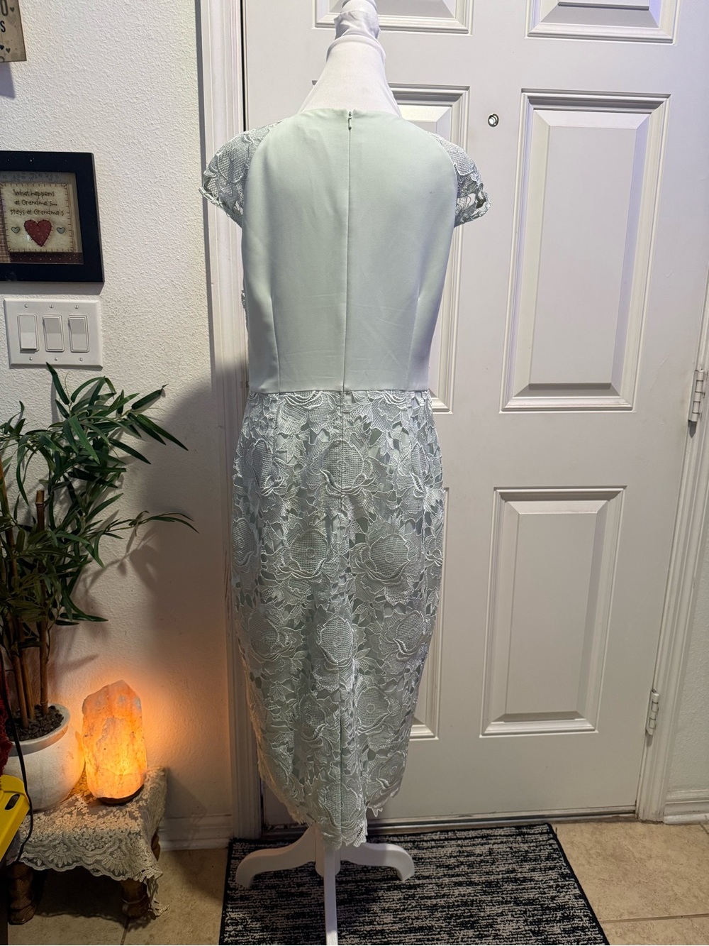 Ted Baker Raenna Mint Green Lace Sheath Dress 4 Elegant Cocktail Wedding Guest - Picture 7 of 14